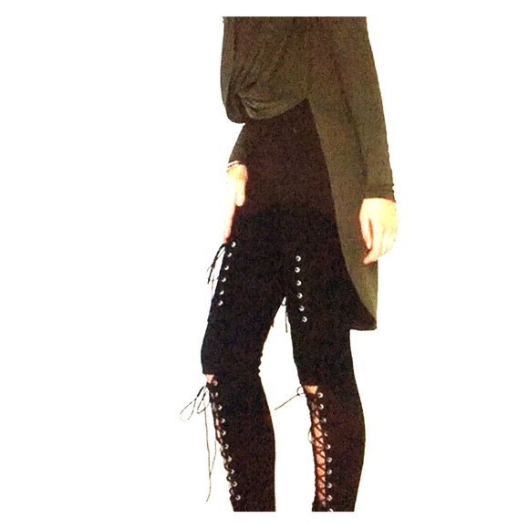 Punk Trash Royalty Faux suede lace up leggings - Picture 3 of 9